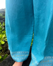 Load image into Gallery viewer, Linen Long Romper in Teal with Mai&#39;a Kapala prints
