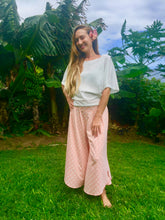 Load image into Gallery viewer, Organic cotton pants, organic cotton, sustainable cotton, sustainable clothing, moa cullote pants, ti and coco maui, hawaii, women&#39;s pants, women&#39;s organic cotton, coral organic cotton, hawaii, sustainable clothing, eco-conscious clothing