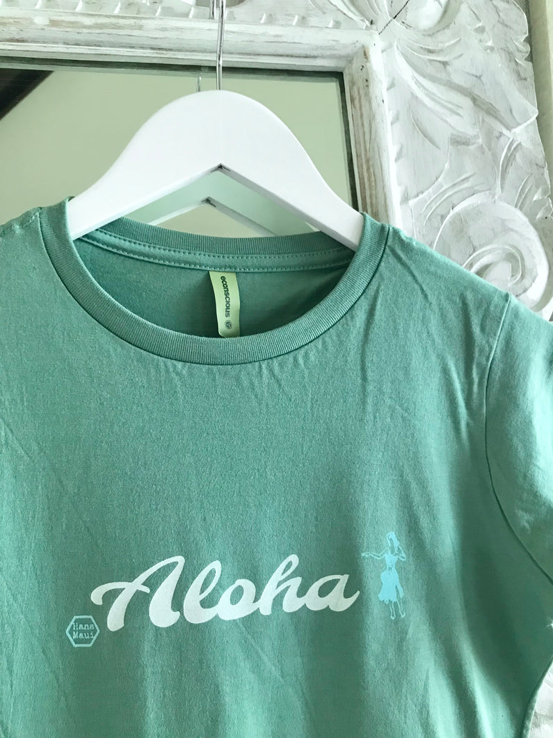 Hula Aloha Girl's Tee in Teal