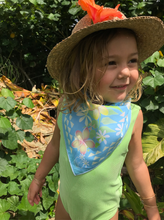Load image into Gallery viewer, TROPICAL GARDEN Organic Cotton Baby Bandana in Blue