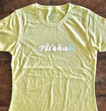 Load image into Gallery viewer, Hula Aloha Girl&#39;s Tee in Light Olive